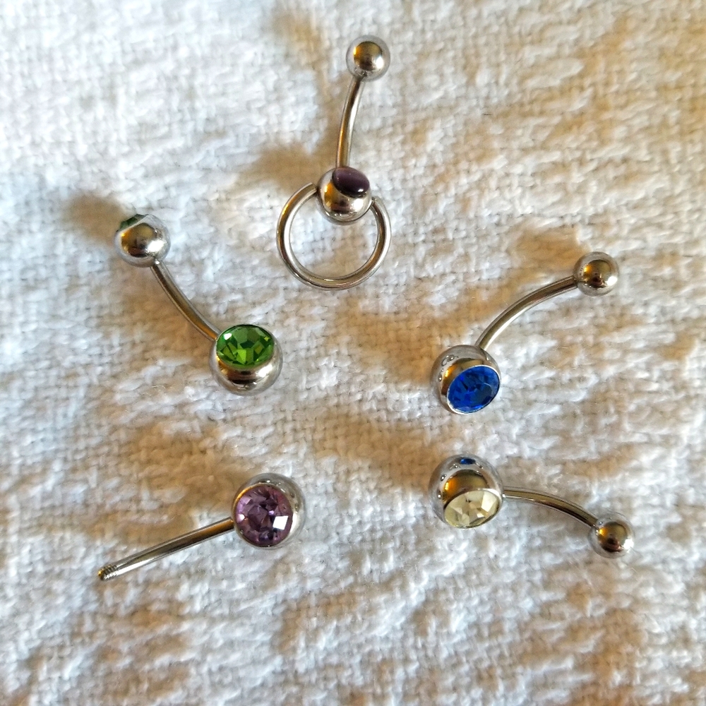 Belly Ring 14 Gauge Body Jewelry Assortment of 5
